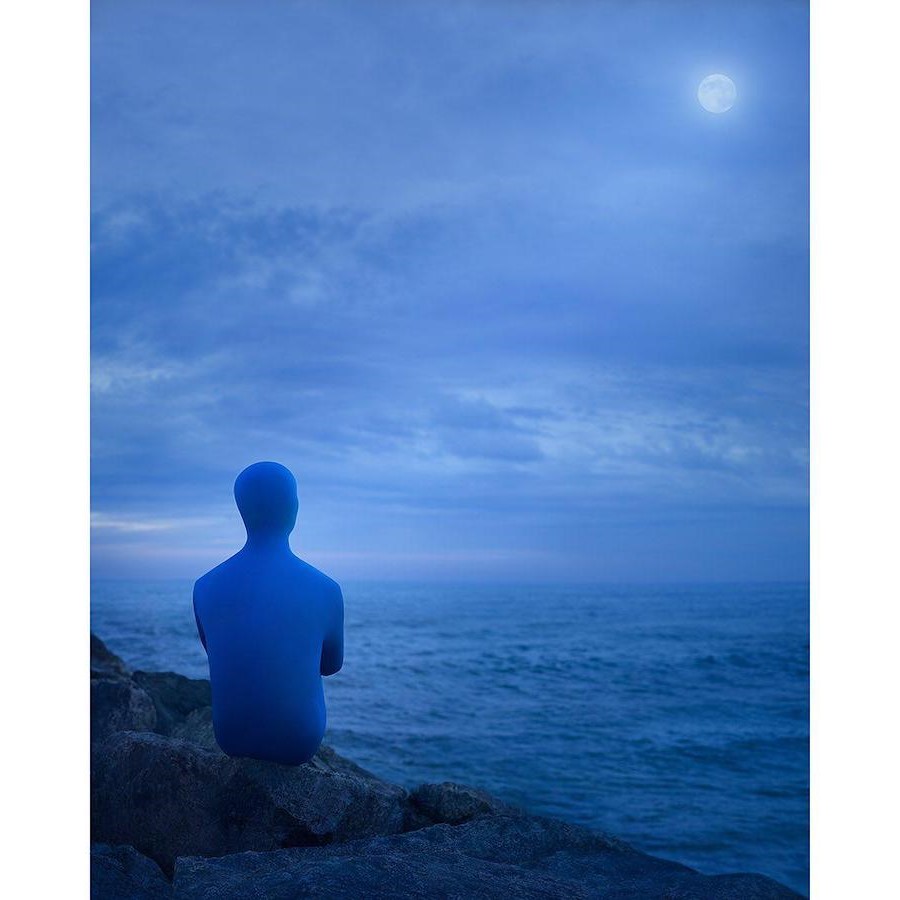 Mezclarse con el medio ambiente  Fotografía surrealista que explora el solitario mundo interior del hombre.  bayas de cerebro