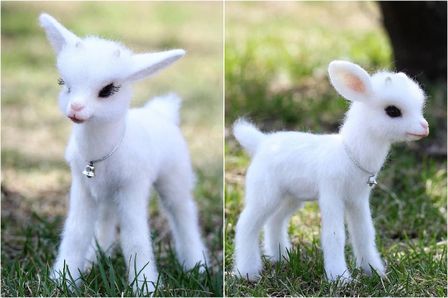 Cabrito |:  Animales de fieltro súper realistas y extra lindos del artista ruso.  bayas de cerebro
