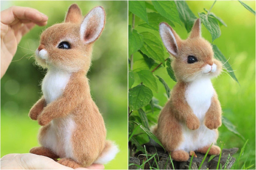 Conejo de jengibre |:  Animales de fieltro súper realistas y extra lindos del artista ruso.  bayas de cerebro