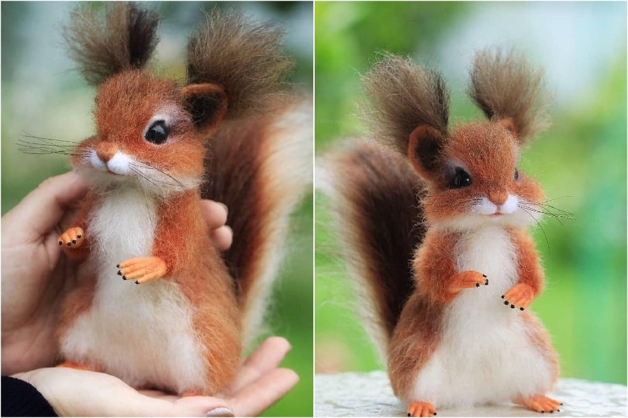 Adorable ardilla |:  Animales de fieltro súper realistas y extra lindos del artista ruso.  bayas de cerebro