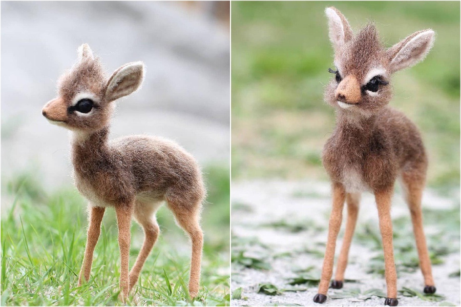 Bebés de antílope enano |:  Animales de fieltro súper realistas y extra lindos del artista ruso.  bayas de cerebro