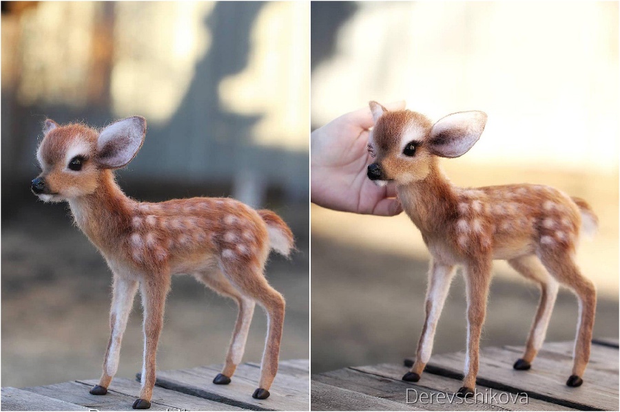 Bambi el venado |:  Animales de fieltro súper realistas y extra lindos del artista ruso.  bayas de cerebro