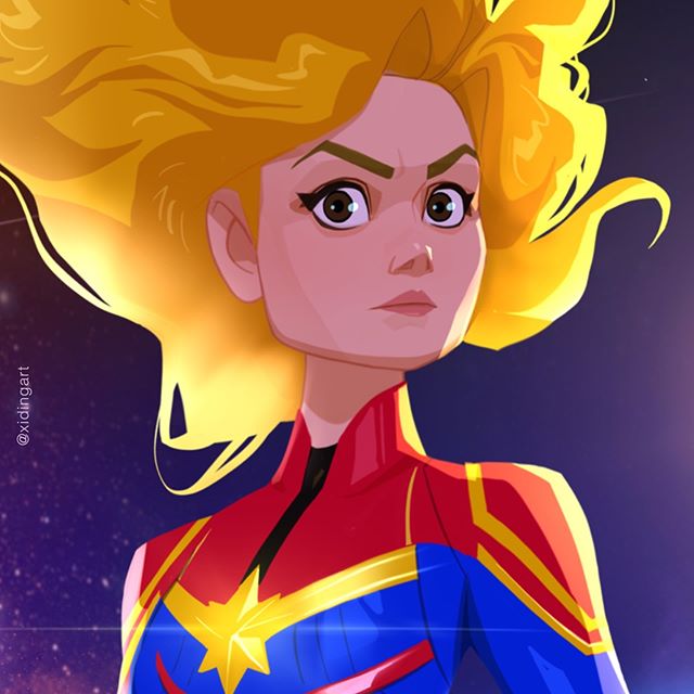 Capitana Marvel |:  23 héroes de Marvel reinventados por Xi Ding |:  bayas de cerebro