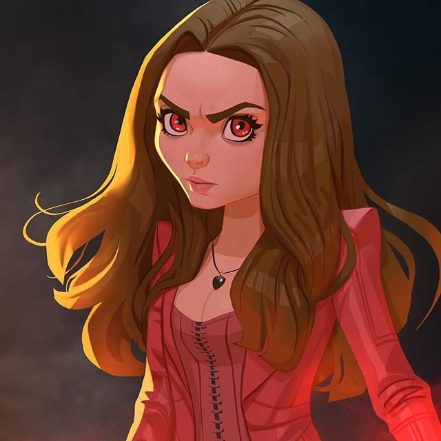 Wanda Maximoff |:  23 héroes de Marvel reinventados por Xi Ding |:  bayas de cerebro