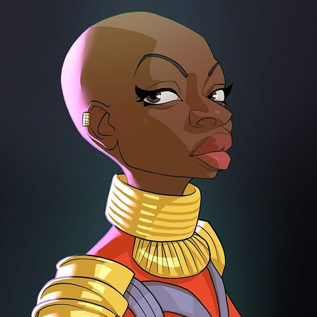 Okoyé |:  23 héroes de Marvel reinventados por Xi Ding |:  bayas de cerebro
