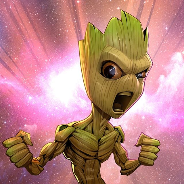 GROOT |:  23 héroes de Marvel reinventados por Xi Ding |:  bayas de cerebro