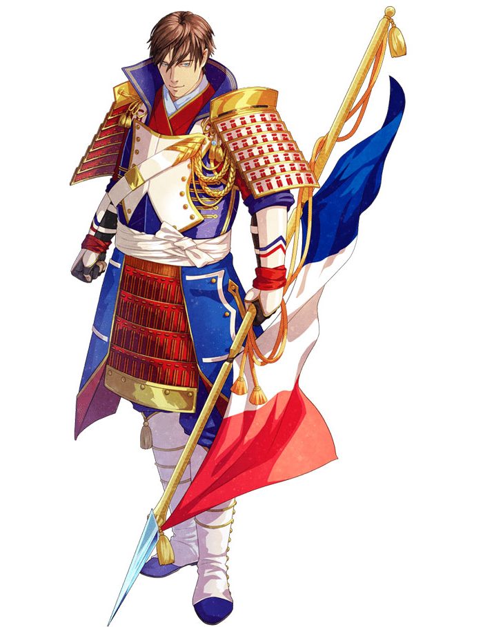 Francia y es una bandera como un personaje de anime.  Barreras cerebrales